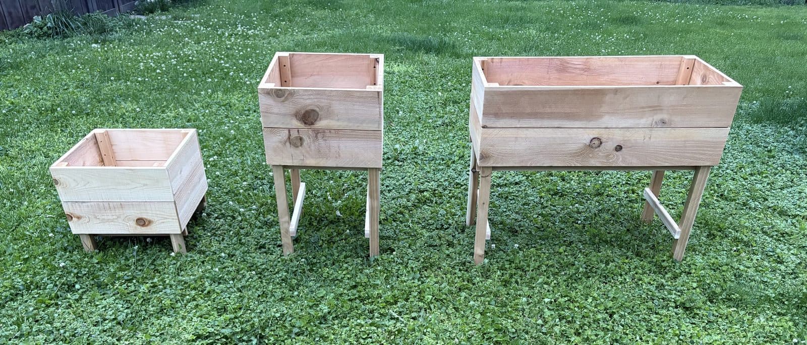 The Homestead Collection — three cedar planters handcrafted in Indiana